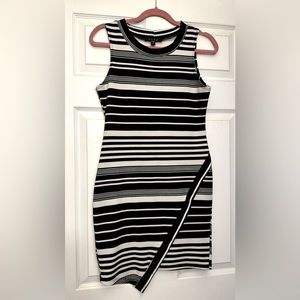 Black and white thigh high dress